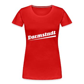 Darmstadt - Textdesign mit Stadtnamen - Frauen Premium Bio T-Shirt - Rot - Vorne - Mia (176cm)