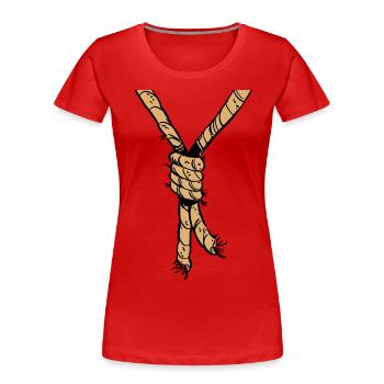corde au cou - T-shirt bio Premium Femme - rouge - Devant - Mia (176cm)