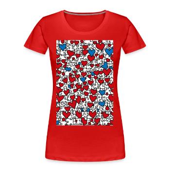 Herz-Puzzle Har - Frauen Premium Bio T-Shirt - Rot - Vorne - Mia (176cm)
