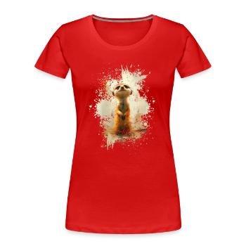 Suricates et animaux mignons - T-shirt bio Premium Femme - rouge - Devant - Mia (176cm)