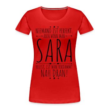 Sara perfekt - Frauen Premium Bio T-Shirt - Rot - Vorne - Mia (176cm)