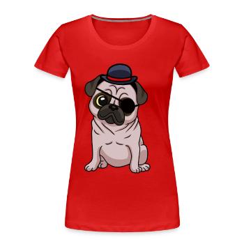Fantasy Mops Hund Augenklappe Hunde Hut Kind - Frauen Premium Bio T-Shirt - Rot - Vorne - Mia (176cm)