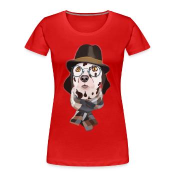 chien dalmatien aux lunettes - T-shirt bio Premium Femme - rouge - Devant - Mia (176cm)