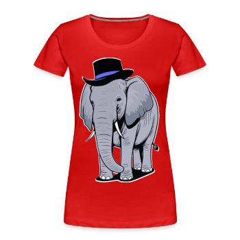 Éléphant au chapeau - T-shirt bio Premium Femme - rouge - Devant - Mia (176cm)