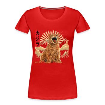 Catzilla Chat japonais vintage - T-shirt bio Premium Femme - rouge - Devant - Mia (176cm)