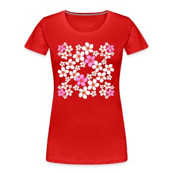 Blumenmuster Blume floral Blumenranke Blüte - Frauen Premium Bio T-Shirt - Rot - Vorne - Mia (176cm)