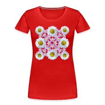 Blumenmuster Gänseblümchen Blume Blumenranke Blüte - Frauen Premium Bio T-Shirt - Rot - Vorne - Mia (176cm)