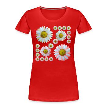 florales Blumenmuster Margeriten Blume Blumenranke - Frauen Premium Bio T-Shirt - Rot - Vorne - Mia (176cm)