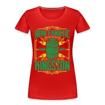 T-shirt Rum Fanatic - Kingston, Jamaica - Women's Premium Organic T-Shirt - red - Front - Mia (176cm)