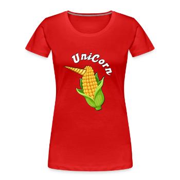 UniCorn EinCorn lustig Spaßig - Frauen Premium Bio T-Shirt - Rot - Vorne - Mia (176cm)