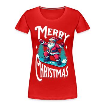 Snowboard Santa Claus - Frauen Premium Bio T-Shirt - Rot - Vorne - Mia (176cm)