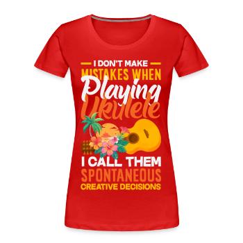 Designs et expressions amusantes de ukulélé - T-shirt bio Premium Femme - rouge - Devant - Mia (176cm)