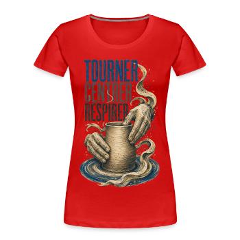 Tourner Centrer Respirer - T-shirt bio Premium Femme - rouge - Devant - Mia (176cm)