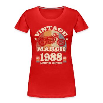 35th birthday - March 1988 - 35 years old - Women's Premium Organic T-Shirt - red - Front - Mia (176cm)