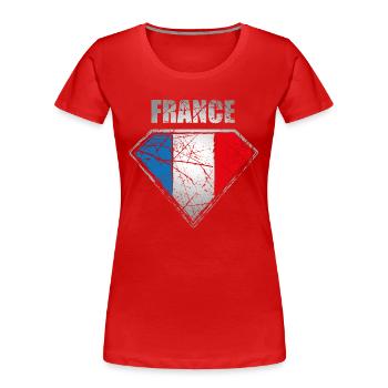 Frankreich Superheld Flagge Vintage Retro Symbol - Frauen Premium Bio T-Shirt - Rot - Vorne - Mia (176cm)