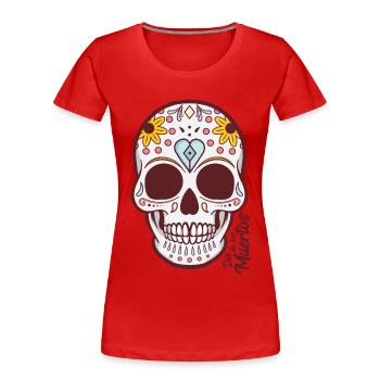 Zuckerschädel Dia de los Muertos - Frauen Premium Bio T-Shirt - Rot - Vorne - Mia (176cm)