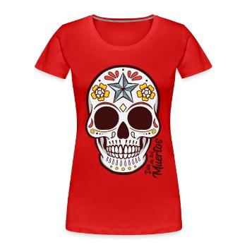 Zuckerschädel Dia de los Muertos - Frauen Premium Bio T-Shirt - Rot - Vorne - Mia (176cm)