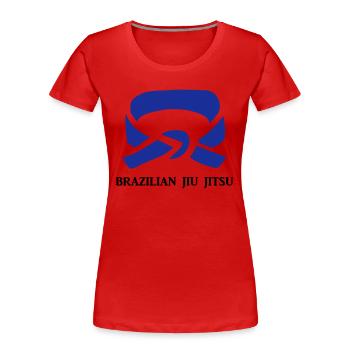 BJJ Blue Belt Kleidung - Frauen Premium Bio T-Shirt - Rot - Vorne - Mia (176cm)