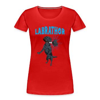 Labrathor Labrador Retriever Golden Retriever - Frauen Premium Bio T-Shirt - Rot - Vorne - Mia (176cm)