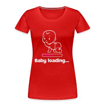 Baby Schwanger Babybauch Schwangerschaft Eltern - Frauen Premium Bio T-Shirt - Rot - Vorne - Mia (176cm)