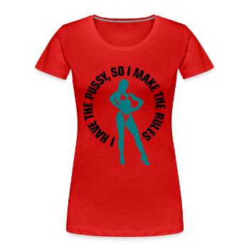 Je ai l chatte si je décide - T-shirt bio Premium Femme - rouge - Devant - Mia (176cm)