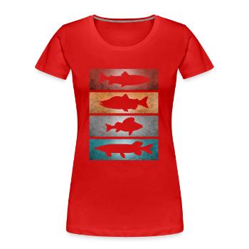 Fische Angeln Raubfische - Frauen Premium Bio T-Shirt - Rot - Vorne - Mia (176cm)