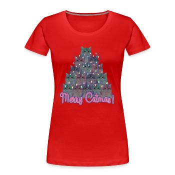 Merry Catmas Christmas Cats - Women's Premium Organic T-Shirt - red - Front - Mia (176cm)