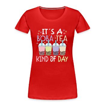 Boba Tea Bubble Tea Milk Tea Tea Bubble - Women's Premium Organic T-Shirt - red - Front - Mia (176cm)