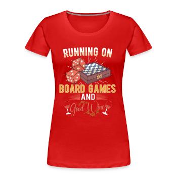 Vin Jeux de société Jeu d’échecs Jeu de société Jeu d’argent - T-shirt bio Premium Femme - rouge - Devant - Mia (176cm)