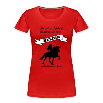 gedankenswert Islandpferd Heldin Einhorn Produkte - Frauen Premium Bio T-Shirt - Rot - Vorne - Mia (176cm)