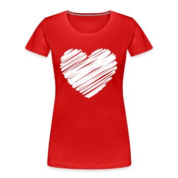 Cœur griffonné blanc - T-shirt bio Premium Femme - rouge - Devant - Mia (176cm)