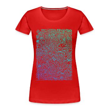 Doodle Paragliders dégradé de couleurs - T-shirt bio Premium Femme - rouge - Devant - Mia (176cm)