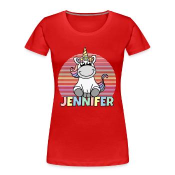 Jennifer Unicorn Name - Women's Premium Organic T-Shirt - red - Front - Mia (176cm)
