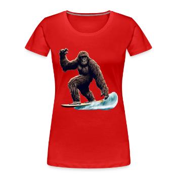 Bigfoot Surfing - Frauen Premium Bio T-Shirt - Rot - Vorne - Mia (176cm)