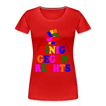 Einig gegen rechts - Frauen Premium Bio T-Shirt - Rot - Vorne - Mia (176cm)