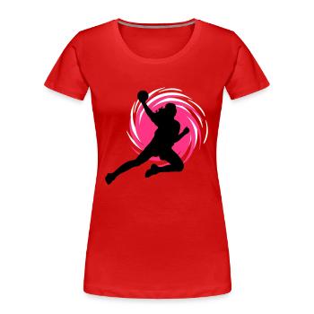 Wirbel Handballerin - Frauen Premium Bio T-Shirt - Rot - Vorne - Mia (176cm)