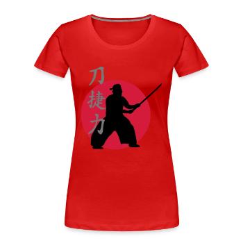 samurai_strength_victory_sword_3c - Frauen Premium Bio T-Shirt - Rot - Vorne - Mia (176cm)