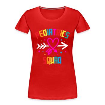 Pédiatrie Escouade Infirmière Soins Médicaux Enfants Cadeau - T-shirt bio Premium Femme - rouge - Devant - Mia (176cm)