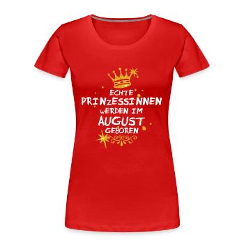 August - Frauen Premium Bio T-Shirt - Rot - Vorne - Mia (176cm)
