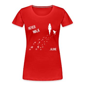 FRAU & HUND NEVER WALK ALONE - Frauen Premium Bio T-Shirt - Rot - Vorne - Mia (176cm)