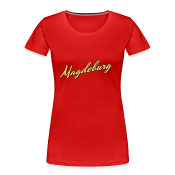 Magdeburg - Frauen Premium Bio T-Shirt - Rot - Vorne - Mia (176cm)