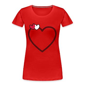 Coeur de 2 coeurs - T-shirt bio Premium Femme - rouge - Devant - Mia (176cm)