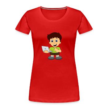 Nerd informatique Internet - T-shirt bio Premium Femme - rouge - Devant - Mia (176cm)