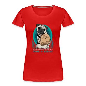 Carlin / Pug avec sac à dos - T-shirt bio Premium Femme - rouge - Devant - Mia (176cm)