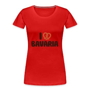 I Love Bavaria - Frauen Premium Bio T-Shirt - Rot - Vorne - Mia (176cm)