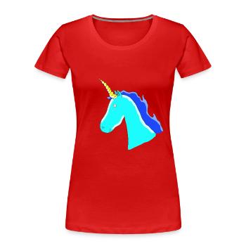 Einhorn Unicorn Geschenk Idee Blau Horn Schweif - Frauen Premium Bio T-Shirt - Rot - Vorne - Mia (176cm)