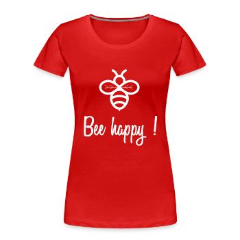 Abeille heureuse - T-shirt bio Premium Femme - rouge - Devant - Mia (176cm)