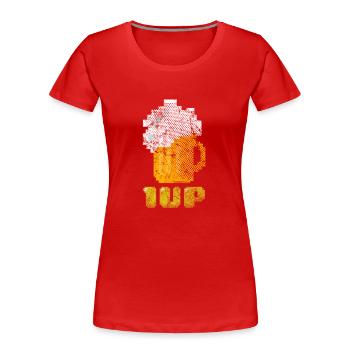 bière - T-shirt bio Premium Femme - rouge - Devant - Mia (176cm)