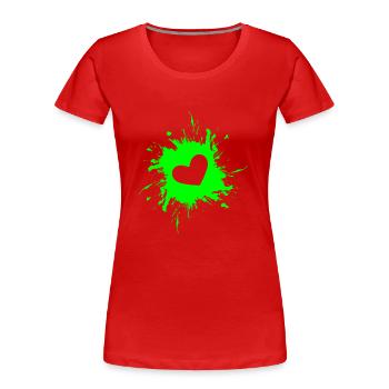 Herz Fleck Tinte Grün Farbe Grün - Frauen Premium Bio T-Shirt - Rot - Vorne - Mia (176cm)