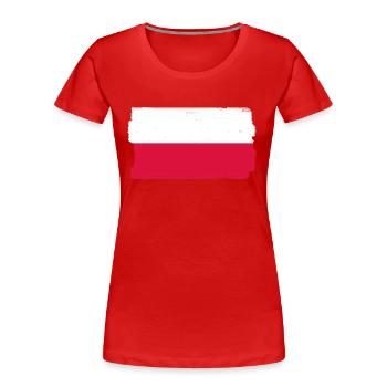 Drapeau de Pologne utilisé Look Polska Drapeau polonais - T-shirt bio Premium Femme - rouge - Devant - Mia (176cm)